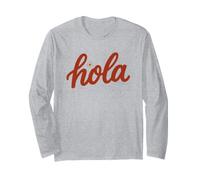 Hola Spanish Greeting Cute Red Hello Latina Boho Summer Long Sleeve T-Shirt
