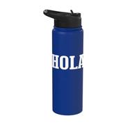 Hola Spanish Hello Greeting Simple Classic Text Design Stainless Steel Insulated Water Bottle