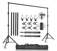 HolaDream Backdrop Stand 2.8 x 3 m/9.2 x 10 ft, Heavy Duty Adjustable Photography Background Support with 6 Spring Clamps and Carrying Bag for Photo Video Studio