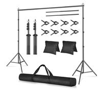 HolaDream Backdrop Stand 3 x 3 m/10 x 10 ft, Adjustable Photography Background Support with 8 Spring Clamps and Carrying Bag for Photo Video Studio
