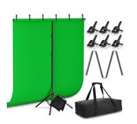 HolaDream Green Screen Backdrop Kit, 5 x 6.5ft Photography Greenscreen Background with Portable T-Shape Backdrop Stand for Photo Studio, Video Recording, Streaming, Gaming