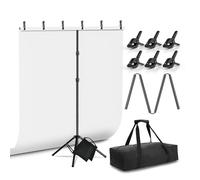 HolaDream White Screen Backdrop Kit, 5 x 6.5ft Photography White Background with Portable T-Shape Backdrop Stand for Photo Studio, Wedding, Party, Decoration