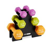 HolaHatha 1KG, 2KG & 3KG Hex Dumbbell Set with Rack Stand, Ideal Strength Weight Training for Ladies, Women’s Weights Perfect Home Workout Gym Exercises for Muscle Toning Fitness