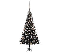 Holamys Artificial Christmas Tree with Lighting and Baubles, Black, 150 cm, Decorative Tree with 380 Tips, 150 LEDs, USB Power Supply for Festive Winter Decoration in the Living Room