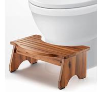 HOLANA Acacia Poop Stool for Bathroom Adults - 7.2" Squatting Toilet Stool for Kids - Pooping Stool Squat with Anti Slip Layer - Bathroom Stools for Sitting/Travel (Acacia Wood)