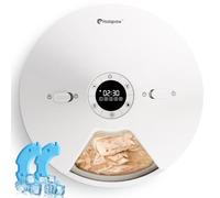HOLAPAW Automatic Cat Feeder Wet Food, 5 Meals Cordless Pet Food Dispenser, Fresh Food Refrigerated Container with 2 Ice Packs, 10s Voice Recording, Programmable Timer Battery Operated for Small Dogs