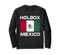 Holbox Mexico Flag Distressed Mexican Pride Long Sleeve T-Shirt