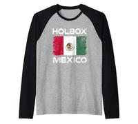 Holbox Mexico Flag Distressed Mexican Pride Raglan Baseball Tee