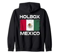 Holbox Mexico Flag Distressed Mexican Pride Zip Hoodie