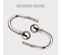 (Hold Back Pair, Brushed Silver) Plain Metal Ball Curtain Pole 28mm - Extendable Curtain Rod with Rings & Bracket Set