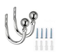 (Hold Backs Pair, Chrome) Blackout Extendable Metal Curtain Pole 28mm Room Darkening Rod Brackets Hooks and Fittings