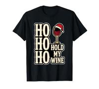 Hold My Wine Glass Santa Funny Drinking Humor Party Design T-Shirt