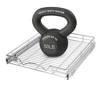 Hold N’ Storage Pull Out Cabinet Drawer Organizer, Heavy Duty-with 5 Year Limited Warranty- Slide Out Shelves, -17”W x 21”D - Requires At Least a 18-1/4” Cabinet Opening, Steel Metal, Chrome Finish