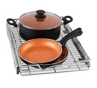 Hold N’ Storage Pull Out Cabinet Drawer Organizer, Heavy Duty-with 5 Year Limited Warranty- Slide Out Shelves, -14”W x 21”D - Requires At Least a 15-1/4” Cabinet Opening, Steel Metal, Chrome Finish