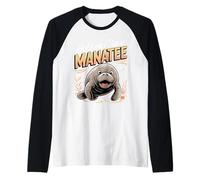 Hold On I See a Manatee Sea Cow Ocean Animal Raglan Baseball Tee