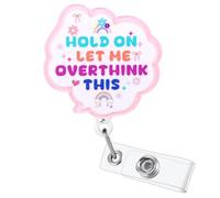 Hold On Let Me Overthink This Funny Nurse Badge Reel, Cute Retractable ID Badge Holder, Name Tag Medical Worker Badge Clip for RN LPN CNA NP MA OPD ER Psych Night Shift Nurse Nursing Student Doctor