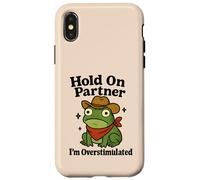 Hold On Partner Frog Funny Western Cowboy Anxiety Humor Case for iPhone X/XS