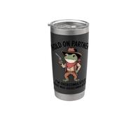Hold On Partner I’m Overstimulated Funny Cowboy Frog Meme Stainless Steel Insulated Tumbler
