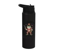 Hold On Partner I’m Overstimulated Funny Cowboy Frog Meme Stainless Steel Insulated Water Bottle
