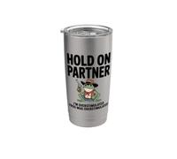 Hold On Partner Im Overstimulated Cottagecore Frog Meme Stainless Steel Insulated Tumbler