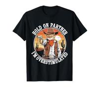 Hold On Partner I'm Overstimulated Cow Cat T-Shirt