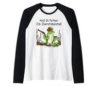 Hold On Partner I'm Overstimulated Cowboy Frog Raglan Baseball Tee