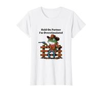Hold On Partner I'm Overstimulated Cowboy Frog Value Graphic T-Shirt, Women, White, S