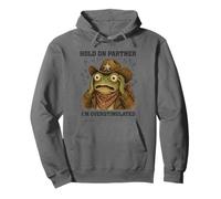 Hold On Partner I'm Overstimulated Funny Western Frog Meme Pullover Hoodie