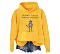 Hold On Partner I'm Overstimulated Hoodie, Hold On Im Overstimulated Hoodie, Overstimulated Shirt Yellow