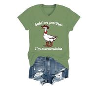Hold On Partner Im Overstimulated Shirt, Hold On Partner Im Overstimulated V Neck Shirt Green