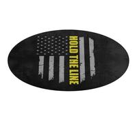 Hold The Line U.S. Flag Circle Area Rug Soft Coral Velvet Floor Mat Non-Slip Carpet Living Room Bedroom 80 * 80cm