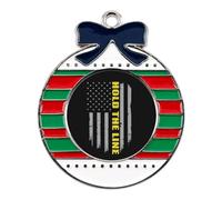 Hold The Line U.S. Flag Funny Christmas Pendant Charms Metal Hanging Xmas Tree Ornament Necklace Jewelry Circular