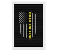 Hold The Line U.S. Flag Funny Diamond Art Painting Kits for Adults Vertical Round Drill Dots Picture Crafts 8"x12"