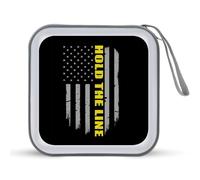 Hold The Line U.S. Flag Printed CD Case Hard Plastic Protective DVD Storage Binder Bag for Home Office