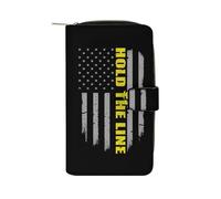 Hold The Line U.S. Flag Trendy Zipper Wallets for Men Women Classic Leather Pouch Credit Card Coin Purse