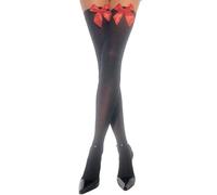 Leg Avenue Nylon Thigh Highs with Bow (White/Red)