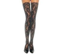 Leg Avenue Rose Pattern Lace Stockings Black One size