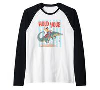 Hold Your Gator Cowboy Alligator Riding Humor Raglan Baseball Tee