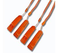 HOLDALL Emergency Whistle with Lanyard, Safety Whistle for Outdoors Camping Survival Trekking Kayak Boating PFD & Signaling (Orange 4 Pack)