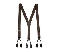 Hold'Em Suspender for Men Made in USA Y-Back Genuine Leather Trimmed button end tuxedo suspenders Many colors and designs - Brown (Regular, 46" Long)