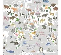 Holden Animal Map Wallpaper World Globe Continents Landmarks - Grey/Multi 13252