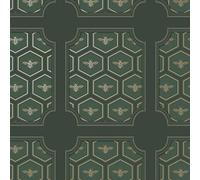 Holden Bee Wood Panel Wallpaper Green/Metallic Gold - Eclectic Collection 13370