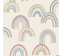 Holden Decor Boho Rainbow Pink/Duckegg Wallpaper 10m x 53cm, Multi