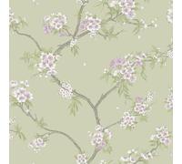 Holden Botany Cherry Blossom Oriental Chinoisiere Botanicla Blossom Themed Wallpaper Perfect for Living Rooms Dining Rooms Hallways Modern Stunning Rooms Sage/Heather (14210)