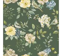 Holden Botany The Bird Garden Soft Tone Bird and Flower Inspired Wallpaper for Sitting Rooms Living Rooms Feature Walls Cottages Green (14191)