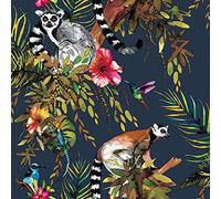 Holden Decor Lemur Midnight Blue & Multi Wallpaper - 10.05m x 53cm