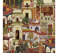 Holden Decor Animal City Multicoloured Wallpaper Buildings Tropical Trees Modern