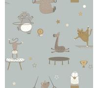 Holden Décor Animal Gymnastics Blue Children's Wallpaper