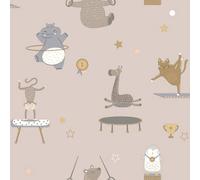 Holden Decor Animal Gymnastics Pink Wallpaper 10m x 53cm, Pink