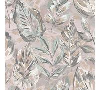 Holden Decor Aralia Pink Wallpaper 36113 - Metallic Brush Painted Leaf